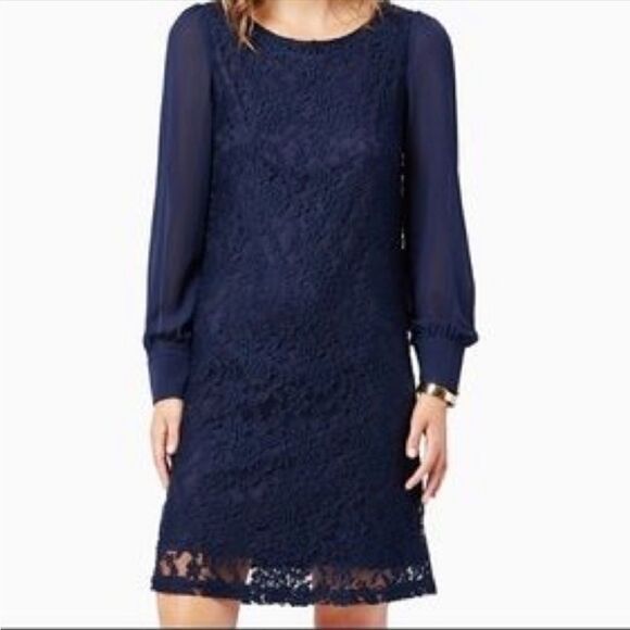 Charming Charlie Navy Blue Lace Dress (Size: Large) - Picture 1 of 16